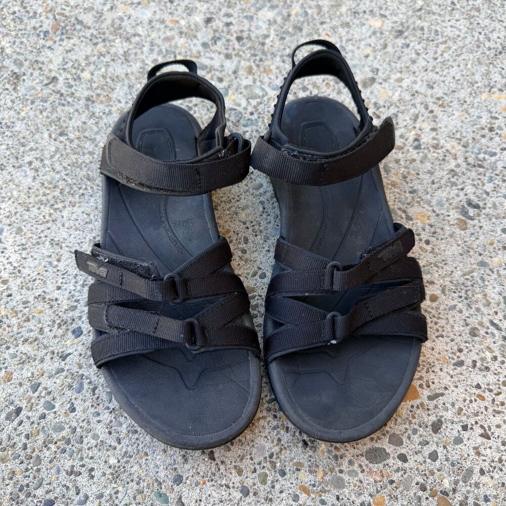 Teva Tirra All Black Strappy Slingback Hiking Sandals Women's Size 7.5